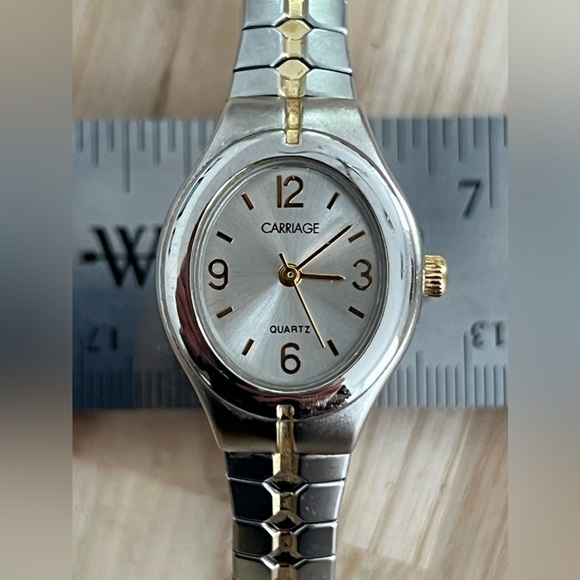 Carriage Ladies Watch Stainless Dial Two Tone Stretch Stainless Bracelet - Picture 3 of 12